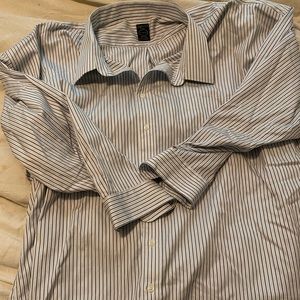Dress button down shirt blue striped 22 34/35 slim